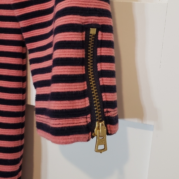 Talbots Striped Top Navy Blue & Coral 3/4 Sleeves With Gold Zipper Size … - Picture 6 of 11
